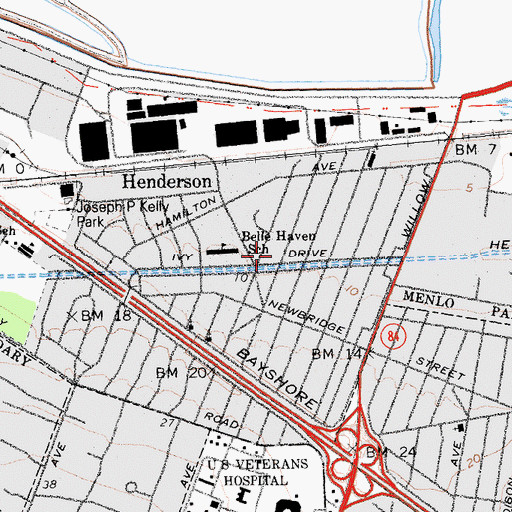 Topographic Map of Belle Haven, CA