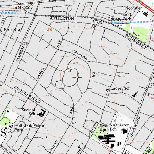 Topographic Map of Lindenwood, CA