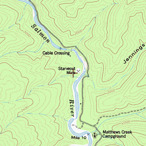 Topographic Map of Starveout Mine, CA