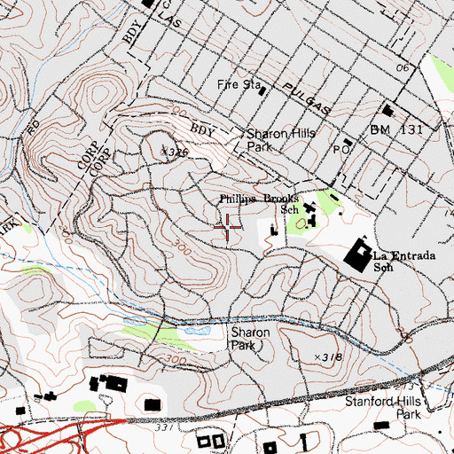 Topographic Map of Sharon Heights, CA