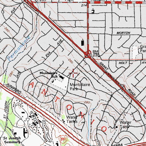 Topographic Map of Woodland Acres, CA