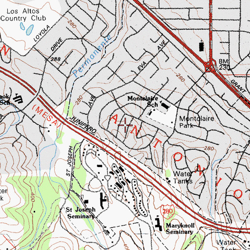 Topographic Map of The Highlands, CA