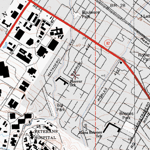 Topographic Map of Barron Park, CA