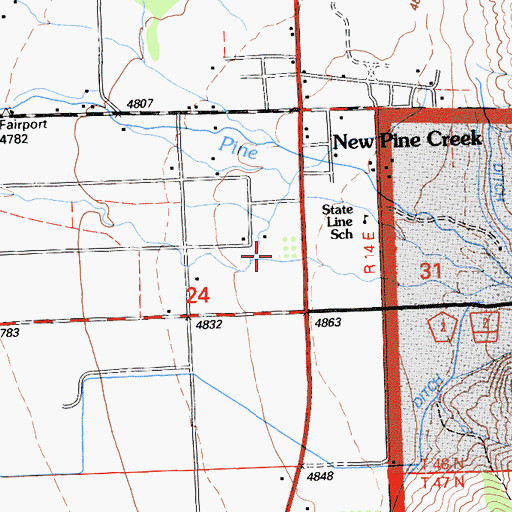Topographic Map of State Line Elementary School, CA