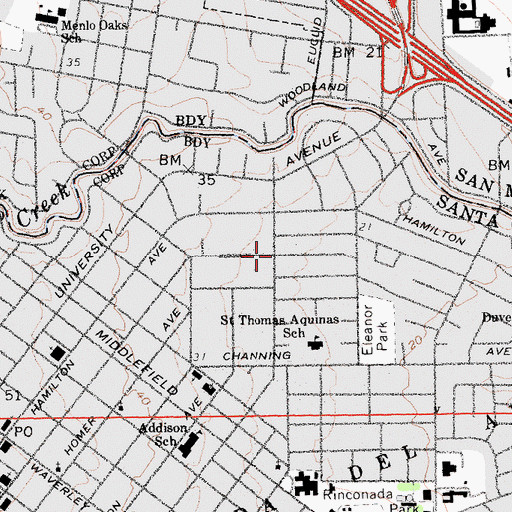 Topographic Map of Crescent Park, CA