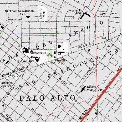 Topographic Map of Embarcadero Oaks, CA