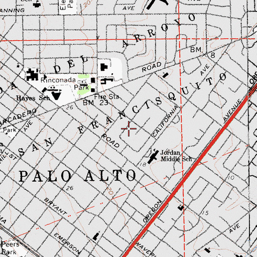 Topographic Map of Leland Manor, CA