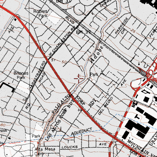 Topographic Map of Palo Alto Orchards, CA