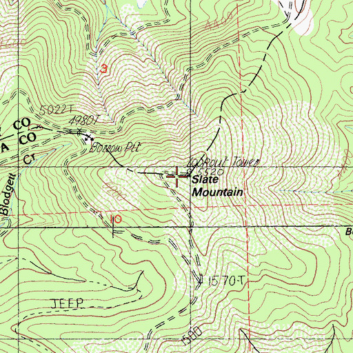 Topographic Map of State Mountain, CA