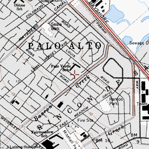 Topographic Map of Palo Verde, CA