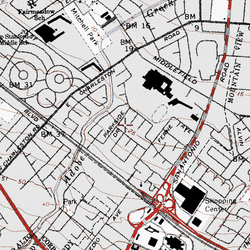Topographic Map of Greenmeadow, CA