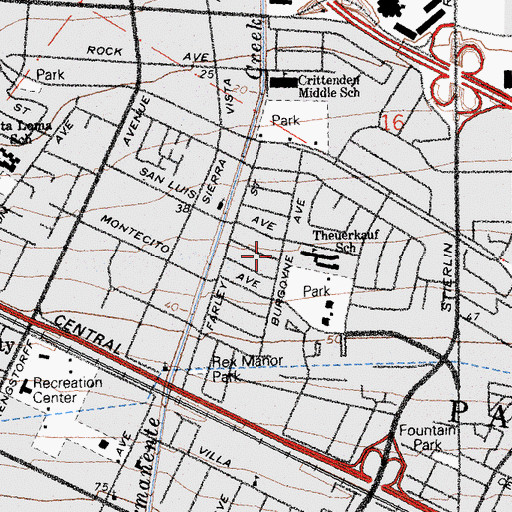 Topographic Map of Rex Manor, CA