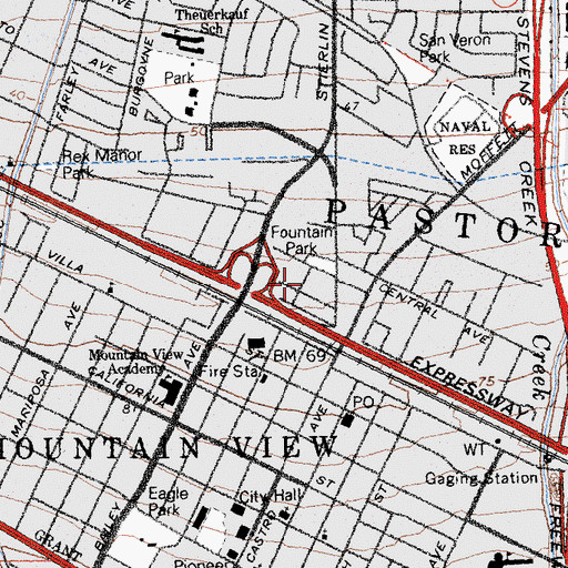 Topographic Map of Jackson Park, CA