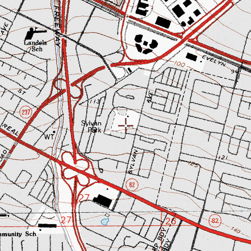 Topographic Map of Sylvan Park, CA