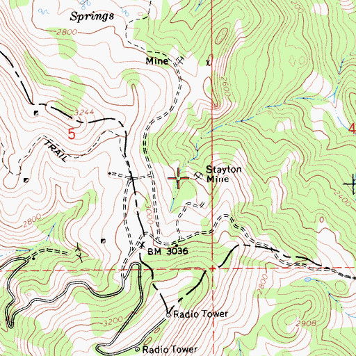 Topographic Map of Stayton Mine, CA