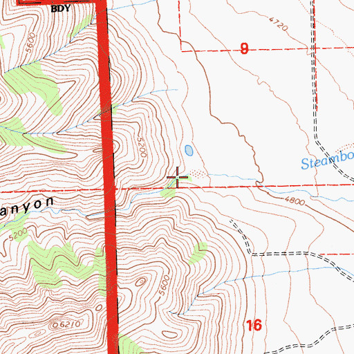 Topographic Map of Steamboat Canyon, CA