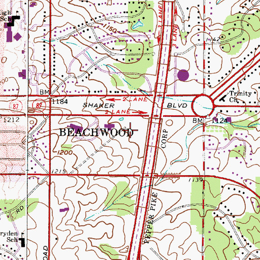 Topographic Map of Siegal Beachwood Facility, OH