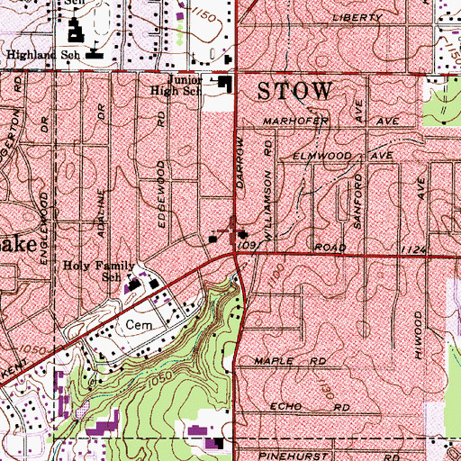 Topographic Map of Stow Public Library, OH