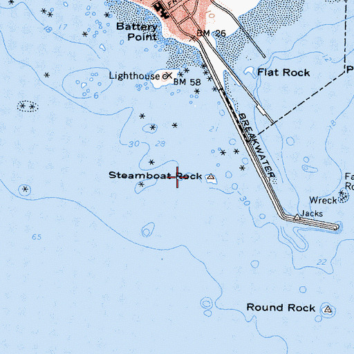 Topographic Map of Steamboat Rock, CA