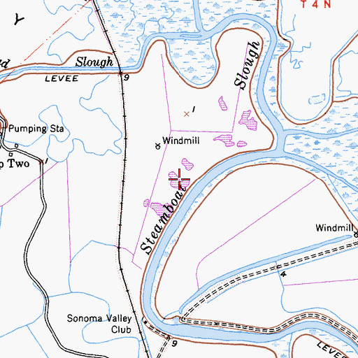 Topographic Map of Steamboat Slough, CA