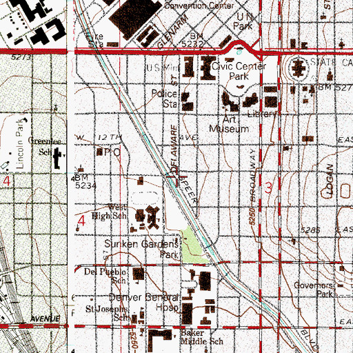 Topographic Map of Public School 1 Charter School (historical), CO