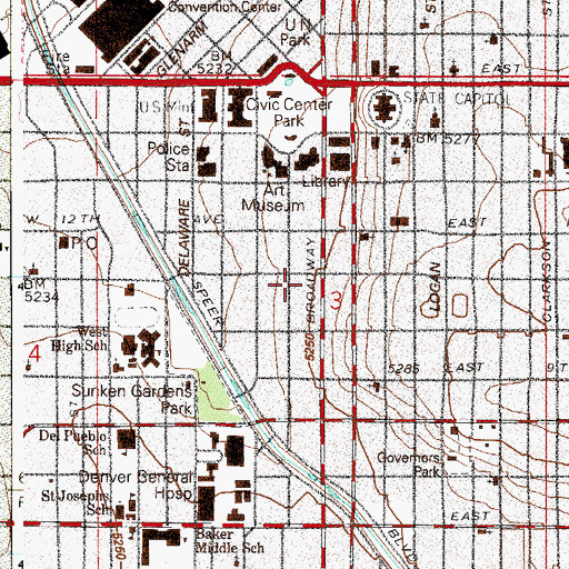 Topographic Map of Curious Theatre Company, CO