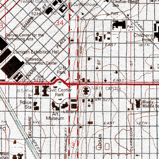 Topographic Map of State Services Building, CO