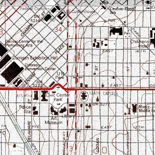 Topographic Map of Colorado Human Services Building, CO