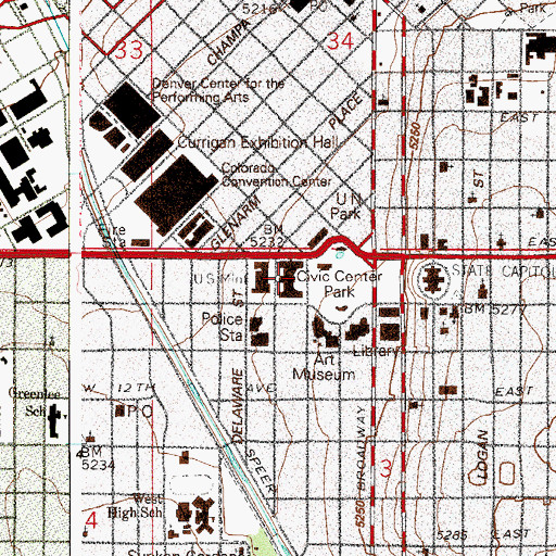 Topographic Map of Denver County Court Civil Division, CO