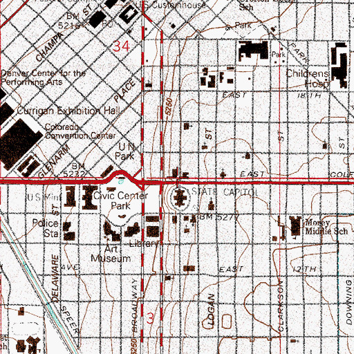 Topographic Map of Colorado Department of Education, CO