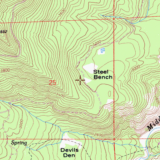 Topographic Map of Steel Bench, CA