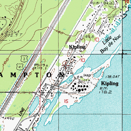 Topographic Map of Kipling Station, MI