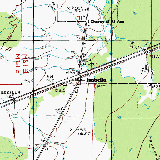 Topographic Map of Isabella Station, MI