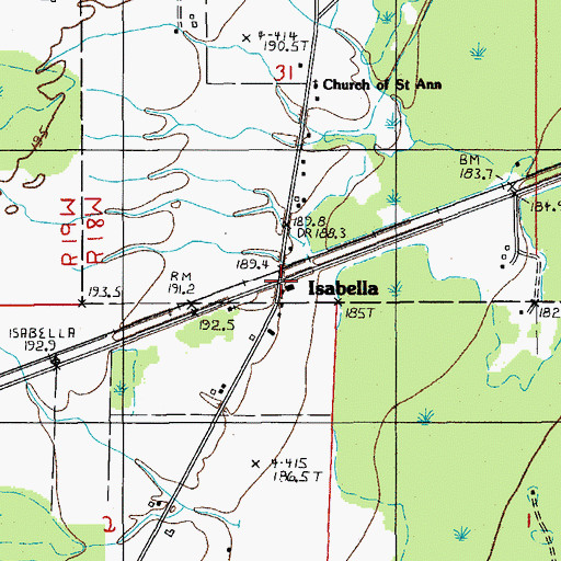 Topographic Map of Isabella Post Office (historical), MI
