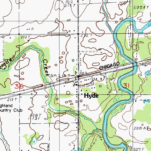 Topographic Map of Hyde Station, MI