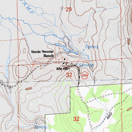 Topographic Map of Steele Swamp Ranch, CA