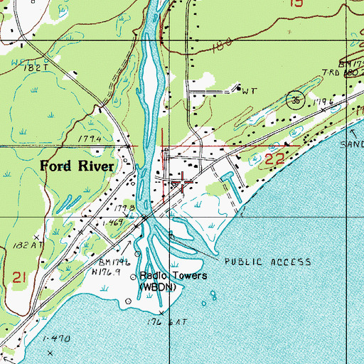 Topographic Map of Ford River Station (historical), MI