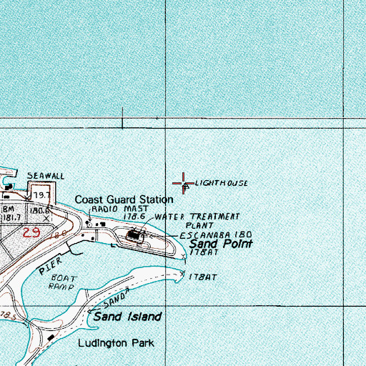 Topographic Map of Escanaba Lighthouse, MI