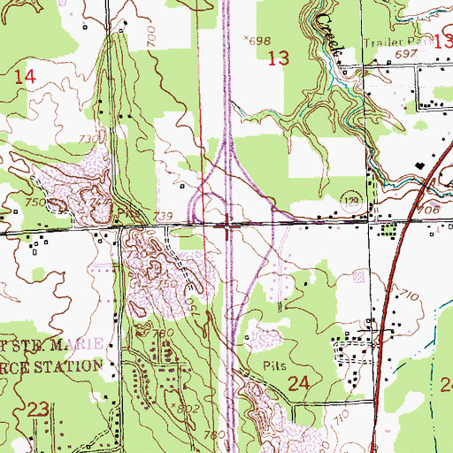 Topographic Map of Interchange 392, MI