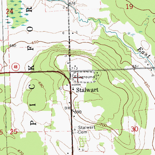 Topographic Map of Stalwart Fair Ground, MI