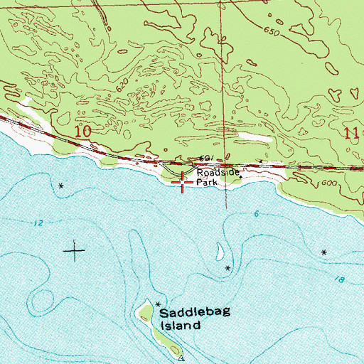 Topographic Map of De Tour Roadside Park, MI
