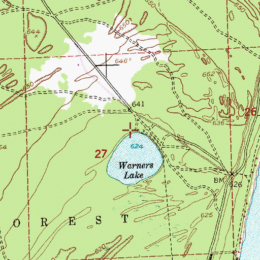 Topographic Map of Andrus Lake State Forest Campground, MI