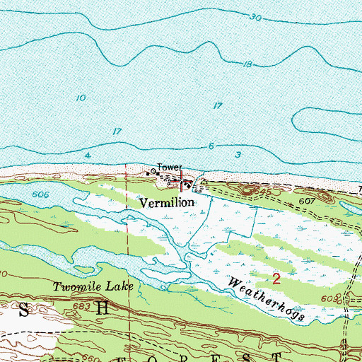 Topographic Map of Vermilion Post Office (historical), MI