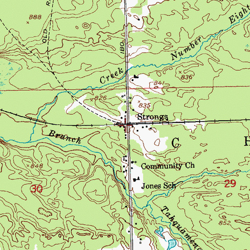 Topographic Map of Strongs Post Office (historical), MI
