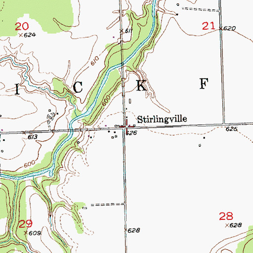 Topographic Map of Stirlingville Post Office (historical), MI