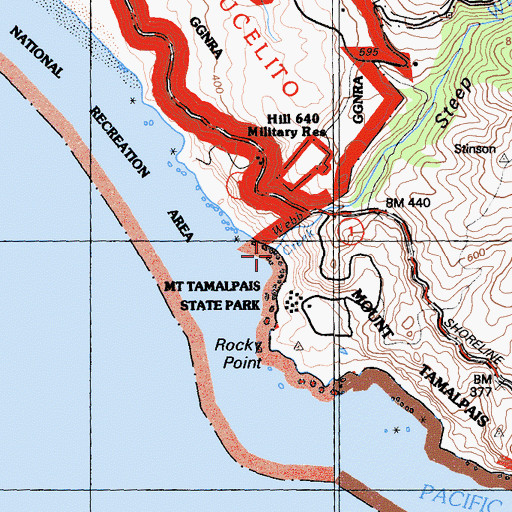Topographic Map of Steep Ravine Canyon, CA