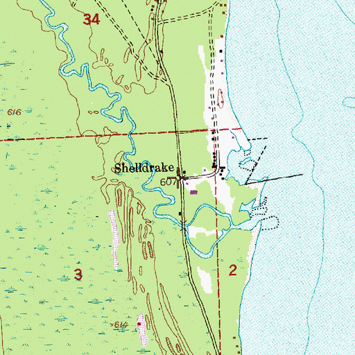 Topographic Map of Shelldrake Post Office (historical), MI