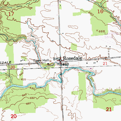 Topographic Map of Rosedale Post Office (historical), MI