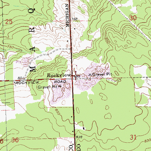 Topographic Map of Rockview Post Office (historical), MI