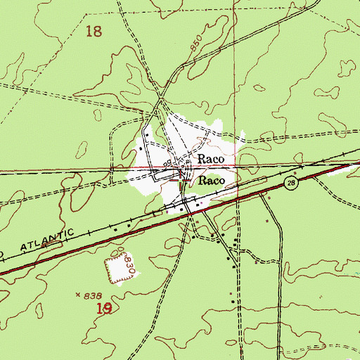 Topographic Map of Raco Post Office, MI